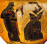 Detail from Athenian black-figure clay vase about 575-525 BC, Paris, Cabinet des Médailles 222