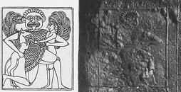 Bronze shield band, 6th century BC, and sketch. Berlin Archeological Institute B1687