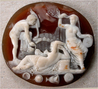 Nymph suckling a baby panther