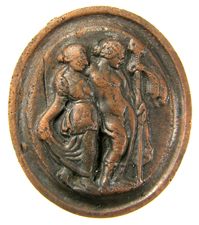 Glass cameo.  Dionysos and Ariadne